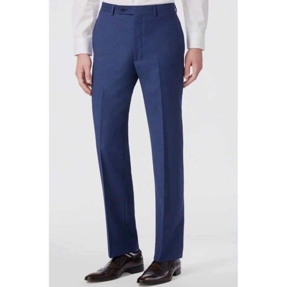 $190 Calvin Klein Mens X Slim Fit Blue Wool Suit Flat Front Dress Pants 40W 32L